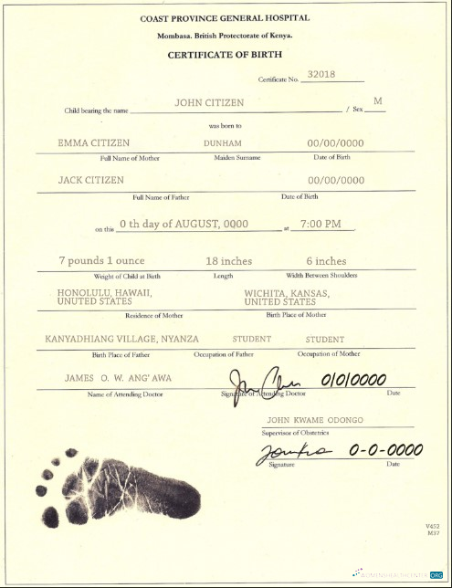 Download Kenya birth certificate template in PSD format Photoshop template